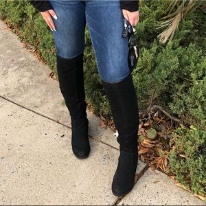 black thigh high lace up boots